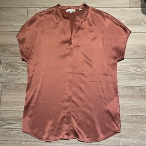 Vince Silk shaped collar cap sleeve blouse